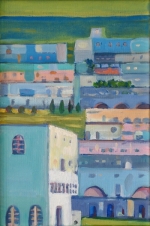 Domy w Piso Liwadi, olej, płótno, 31 x 21 cm, 2011, fot. K.Pisarczyk