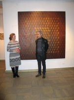 Wernisaż wystawy ''Geometria Przestrzeni'' - 22 XI 2013 r. - Dyrektor BWA Katarzyna Pisarczyk i Autor wystawy Mariusz Drzewiński