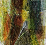 Bożena Wójtowicz-Ślęzak, bez tytułu, tkanina unikatowa, aplikacja, 30 x 30 cm, 2017