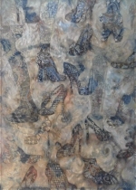 Karina Czernek, Artefakty II, malarska technika wasna, 140 x 100 cm, 2017 r.