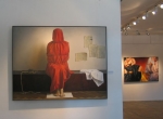 Maciej Bernhardt - Malarstwo - Galeria BWA w Sandomierzu, fragment wystawy, na pierwszym planie Seated person - red model, olej, płótno, 120 x 155 cm, 1981 r.