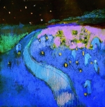 Natalia Talarek, Zbieracze gwiazd, papier, pastele, akryl, 20 x 20 cm