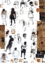 Ryszard Gancarz, Ulica grafika, rysunek, technika wasna, 100x70 cm